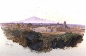 كاتانيا: 1847 (قلم وحبر وغواش) بواسطة إدوارد لير