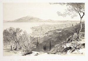 منظر من تل القلعة ، ينظر إلى مونتي سكوبو ، زانت ، 1863 بواسطة إدوارد لير