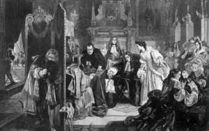 تلقى الملك جيمس الثاني 1633-1701 خبر هبوط أمير أورانج ، 1890. بواسطة إدوارد ماثيو وارد