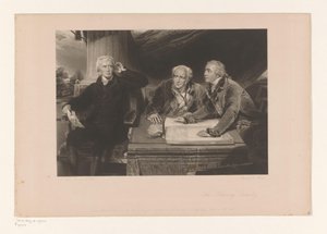 صورة للسير فرانسيس بارينج مع أخيه وصهره Portret van Francis Baring ، zijn broer John Baring en Charles Wall عائلة بارينغ (العنوان على الكائن) بواسطة توماس لورانس