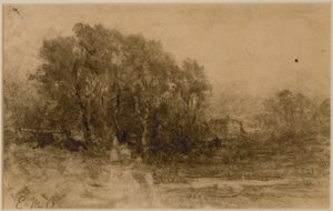 المناظر الطبيعية مع الغابة ، ج. 1880 (جرافيت على ورق) بواسطة إدوارد ميتشل بانيستر