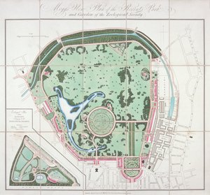 مخطط حدائق الحيوان ، ريجنتس بارك ، سانت ماريليبون ، لندن ، 1828 بواسطة إدوارد موج