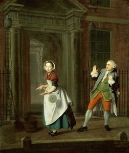 فتاة خادمة أنيقة تقوم بتدوير ممسحتها ، c1764
