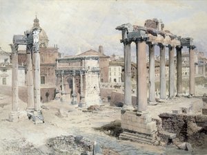 المنتدى ، روما (قلم رصاص وألوان مائية على ورق)