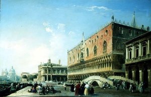 Piazzetta ، البندقية ، مع العديد من الشخصيات بجانب قصر دوجي (زيت على قماش)