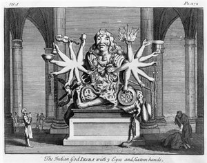 الإله الهندي إكسورا بعيون 3 ويدين ستة عشر ، ج .1780