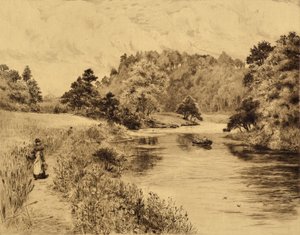 الملابس: The Wear بالقرب من دورهام ، حوالي 1880 (حفر) بواسطة إدوارد سلومب