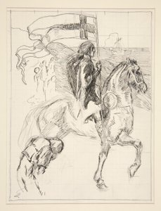 يغادر Galahad ، دراسة عن The Quest of the Holy Grail (سلسلة من خمسة عشر لوحة لمكتبة بوسطن العامة ، اكتملت في عام 1901) بواسطة Edwin Austin Abbey