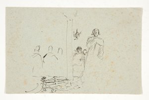 Galahad at the Castle ، دراسة عن The Quest of the Holy Grail (سلسلة من خمسة عشر لوحة لمكتبة بوسطن العامة ، اكتملت عام 1901) بواسطة إدوين أوستن أبي