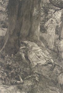 Hermia in the Wood ، رسم توضيحي للفصل الثالث ، المشهد الثاني ، ليلة منتصف الصيف بواسطة إدوين أوستن أبي