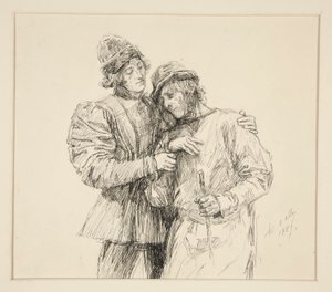أورلاندو وآدم ، رسم توضيحي للفصل الثاني ، المشهد الرابع ، كما تحبها بواسطة إدوين أوستن أبي
