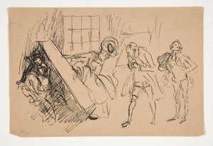 رسم تخطيطي للمدرسة للفضيحة ، رسم توضيحي لـ Scribner بواسطة إدوين أوستن أبي