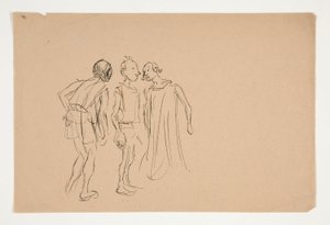 رسم تخطيطي لثلاثة رجال (دراسة لعام 1937.1072؟) من تاجر البندقية بواسطة إدوين أوستن أبي