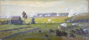 الحرب الأهلية الأمريكية 1861-1865: معركة جيتيسبيرغ 1-3 يوليو 1863 والتي أنهت غزو لي للشمال. أكبر عدد من الضحايا الأمريكيين من أي وقت مضى في الحرب. زيت