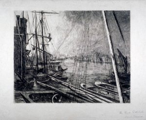 بركة لندن من Rotherhithe ، مع السفن في المقدمة ، c1890. بواسطة إدوين إدواردز