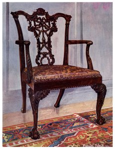 كرسي الماهوجني ، أسلوب Chippendale ، 1911-1912.