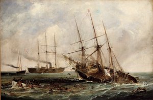 تدمير الباخرة الكونفدرالية ألاباما من قبل Ironclad Kearsarge الأمريكية ، 19 يونيو 1864