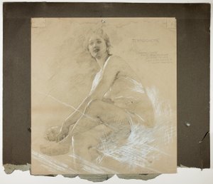 Terpsichore (الصفحة اليمنى) ، والشكل الأنثوي الراقص (ظهر) ، دراسات جدارية لسقف غرفة الرسم ، مقر إقامة Collis P. Huntington ، الآن معرض الفنون بجامعة ييل