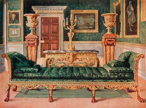 جناح Mahogany و Gilt الجورجية في المعرض وغرفة الرسم الخضراء في قلعة Longford بواسطة إدوين جون فولي