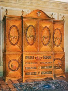 خزانة ملابس Satinwood ، مطعمة بخشب التوليب ، Harewood ، Holly ، Ebony ، Mahogany ، وغيرها من الأخشاب بواسطة إدوين جون فولي