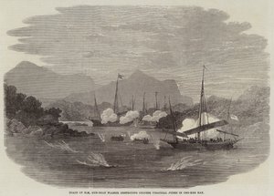 زوارق HM Gun-Boat Flamer تدمر سفن القرصنة الصينية في خليج Cho-Kee بواسطة Edwin Weedon