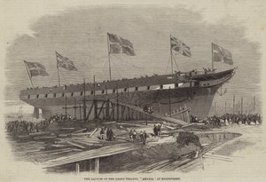إطلاق الفرقاطة اليونانية أماليا في Northfleet بواسطة Edwin Weedon