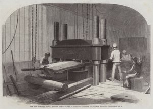الأسطول الجديد المكسو بالحديد ، ينحني ألواح الدروع عن طريق الضغط الهيدروليكي في Chatham Dockyard