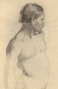 ذكر عارية (وجه) ؛ جزمة ، رسم تخطيطي لتوقيع اتفاق زهرة ماي فلاور (ظهر) بواسطة إدوين وايت