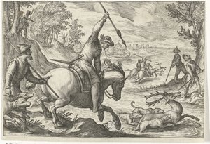 منظر طبيعي مع صيد الغزلان مشاهد الصيد (عنوان المسلسل) Icones Venantum Species Varias Representantes (عنوان السلسلة) بواسطة انطونيو تمبيستا