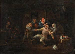 زيارة الجراح حوالي 1676-1744 (زيت على لوح) بواسطة إغبرت فان (سي 1676 1744) هيمسكرك