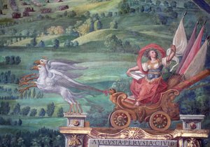 عربة رسمها griffins ، تفاصيل من معرض Galleria delle Carte Geografiche بواسطة اجنازيو دانتي