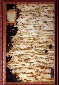 خريطة خريطة بيرو رسمها إجنازيو دانتي (1536-1586) عالم رياضيات وعالم كوزموغرافي ومهندس إيطالي. حوالي عام 1567. فلورنسا ، قصر فيكيو ، سالا ديل ماباموندو بواسطة اجنازيو دانتي