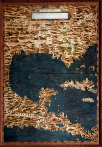 خريطة المكسيك وكوبا وفلوريدا وجامايكا رسمها إجنازيو دانتي (1536-1586) عالم رياضيات وكوزموغرافي ومهندس إيطالي. حوالي عام 1567. فلورنسا ، قصر فيكيو ، سالا ديل ماباموندو بواسطة اجنازيو دانتي
