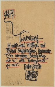 بطاقة بريدية موقعة لـ Erich Lederer. 1917 بواسطة ايغون شييل