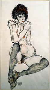 أنثى عارية عارية الرسم بالألوان المائية رسم إيغون شيئيل (1890-1918) 1914 الأبعاد 48.3x32 سم فيينا الجرافيك مجموعة ألبرتينا