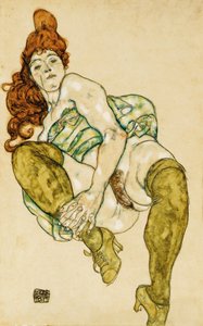 أنثى عارية تشبك الساق اليمنى ، 1917