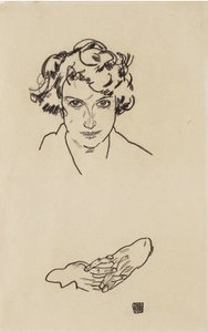 صورة لفتاة ، 1917 (تلوين أسود على ورق منسوج) بواسطة ايغون شييل