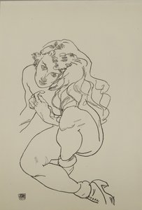 جالس عاري ، 1917