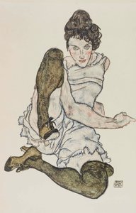 امرأة جالسة بأرجل مستقيمة ، 1917. بواسطة ايغون شييل