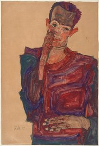 صورة شخصية مع الجفن ، 1910 بواسطة Egon Schiele