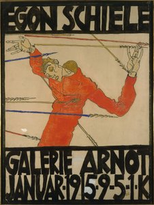 صورة ذاتية للقديس سيباستيان ، تصميم ملصق لمعرض am في Galerie Arnot ، 1914 (الغواش والتلوين الأسود والحبر على الورق المقوى)