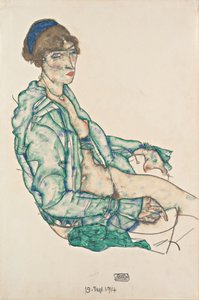 الجلوس شبه عاري مع هيرباند أزرق ، 1914