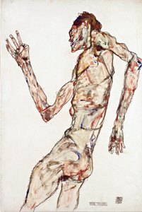 الراقص - شييل ، إيغون (1890-1918) - 1913 - الطباشير الأسود ، الغواش على الورق - 48،3 × 32،3 - متحف ليوبولد ، فيينا بواسطة ايغون شييل