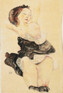 فتاة صغيرة متكئة ، نصف عارية ، 1912