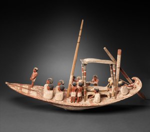 قارب شراعي نموذجي ينقل مومياء ، c.1900–1885 قبل الميلاد (خشب ، طلاء)