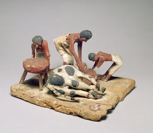 نموذج الجزارين في العمل ، من مقبرة خيتي ، بني حسن ، المملكة الوسطى ، ج .1985-1900 قبل الميلاد (خشب مطلي)