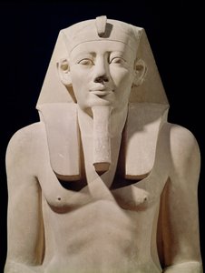 تمثال جالس لـ Sesostris I (1971-28 قبل الميلاد) ، في الأصل من المعبد الجنائزي في Sesostris I في Al Lisht (الحجر الجيري) (التفاصيل)