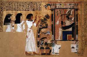 كتاب موتى الكاتب نبقيد ، تفاصيل المتوفى قبل أوزوريس ، المملكة الحديثة ، حوالي 1400 قبل الميلاد (ورق بردية) بواسطة الأسرة الثامنة عشر المصرية