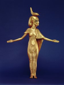 تفاصيل الإلهة سيلكت من الضريح الكانوبي ، من قبر توت عنخ آمون (1370-1352 قبل الميلاد) المملكة الحديثة (خشب مذهّب) (انظر أيضًا 228567)