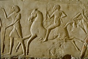 الآثار المصرية: ارتياح مع المحارب على ظهور الخيل. نهاية الأسرة الثامنة عشر بواسطة الأسرة الثامنة عشر المصرية